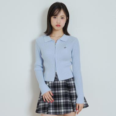 【LTXC】【洗える】リブWジップカーディガン