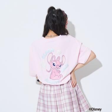 【Disney】【スティッチ】/【LTXC】【マルチ機能/接触冷感・吸水速乾・UV・遮熱】バックプリントルーズ半袖Tシャツ