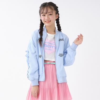 袖レースアップ刺しゅうチラシブルゾン