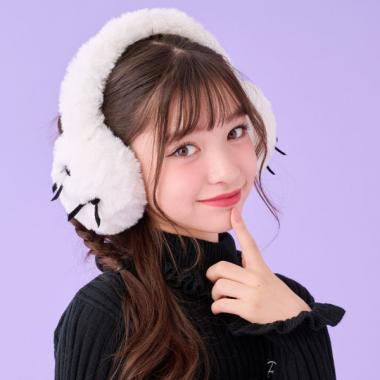 リボンつきファーイヤマフ