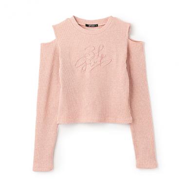 テレコ肩スリット長袖Tシャツ