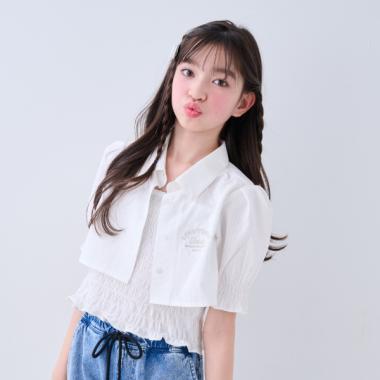 クロップド丈レイヤードブラウス