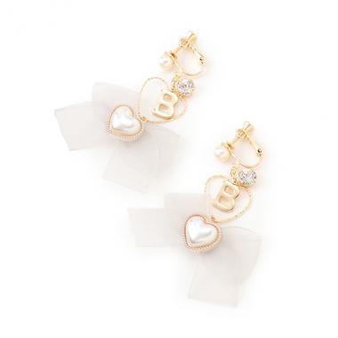 ハートリボンイヤリング