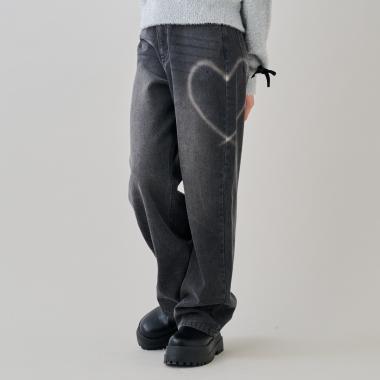 ハート抜染デニムパンツ
