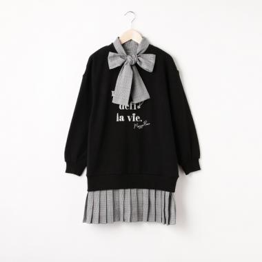 【人気商品再入荷】【直営店で取り扱い無し】ボウタイつきドッキングワンピ