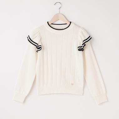 【人気商品再入荷】【直営店で取り扱い無し】肩フリルラインニット