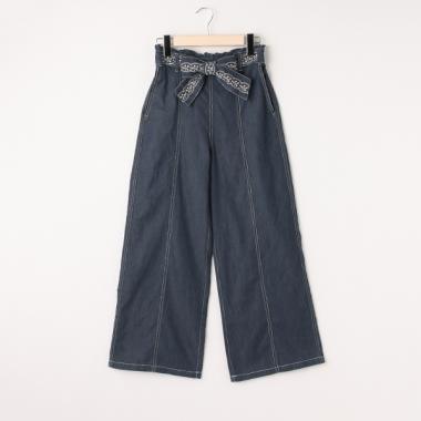 刺しゅう入りリボンワイドパンツ
