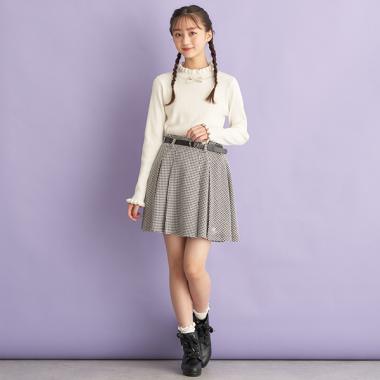 ハートバックルベルトつきプリーツスカパン