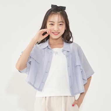 短丈フリルシャツ&タンクトップセット