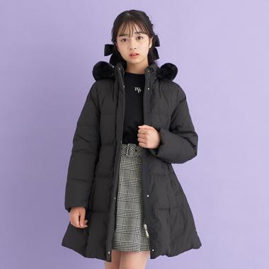 【撥水】ベルトつきリボンポケットロングダウンコート