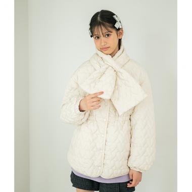 マフラーつきキルティングブルゾン