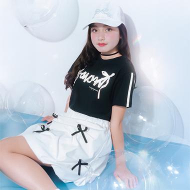 【ニコ☆プチ・Cuugal掲載】【接触冷感】リボンロゴTシャツ