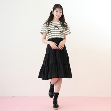 リボン＆ティアードドッキングワンピース