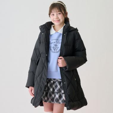 【撥水】リボンベルトつき美シルエットロングダウン