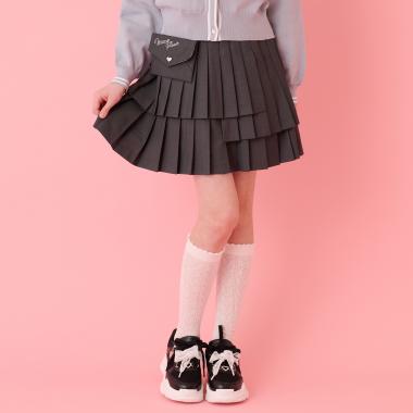 レターポーチつき3段プリーツスカパン