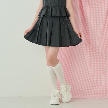 レースアップボックスプリーツスカパン