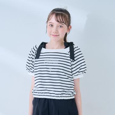 【接触冷感】肩リボンタンクトップ＆Tシャツセット