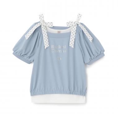 【接触冷感】肩リボンタンクトップ＆Tシャツセット