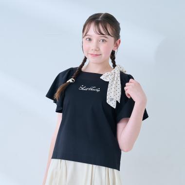 【接触冷感】フレアスリーブリボンTシャツ