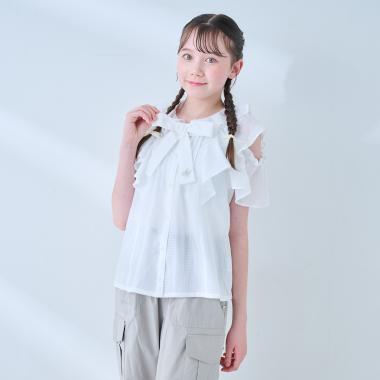 2WAYフリルブラウス＆キャミソールセット