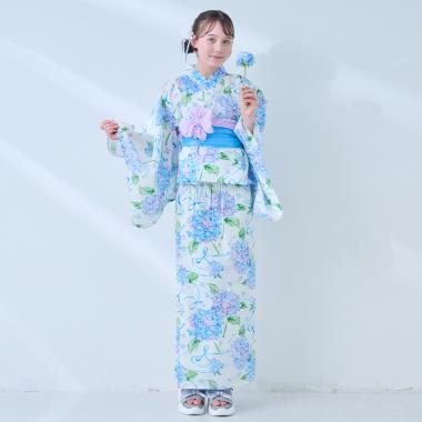 【接触冷感】あじさい柄2WAY浴衣
