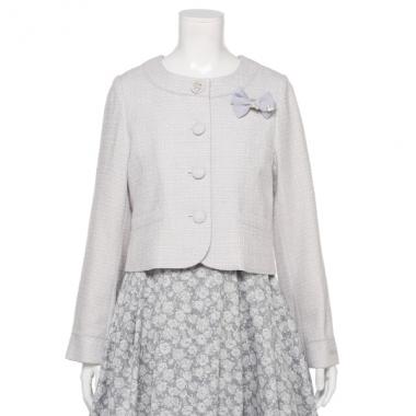 ノーカラーツイードジャケット