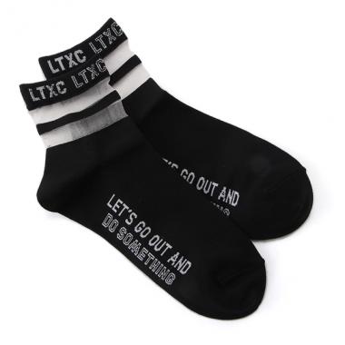 シアーロゴラインクルーソックス