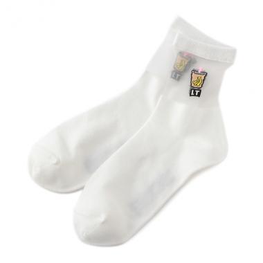 スイーツモチーフ透け切り替えクルーソックス