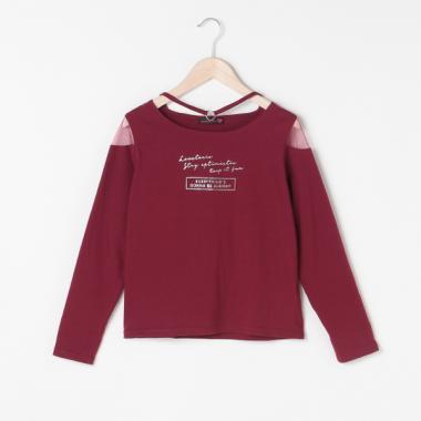チョーカー風肩チュールTシャツ