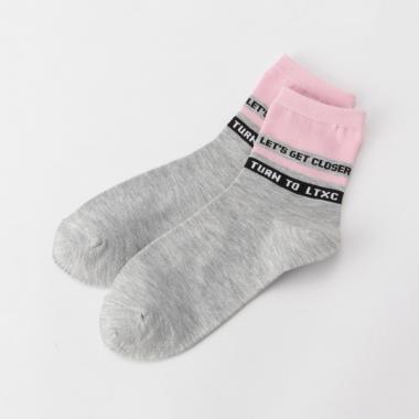 バイカラーラインロゴクルーソックス