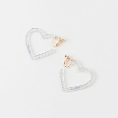 ハートフープクリアラメイヤリング