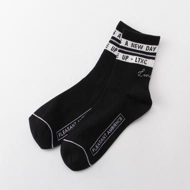 ラインロゴリブクルーソックス