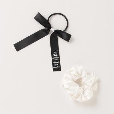 リボンヘアポニー×総柄シュシュセット