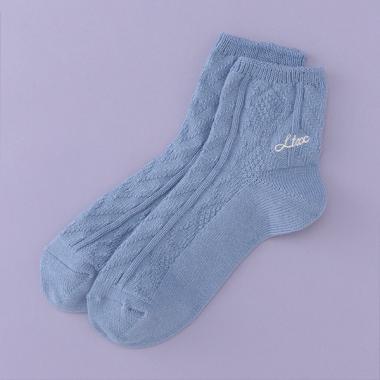 柄編みクルーソックス