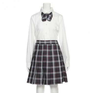 リボンつきチェックプリーツスカパン