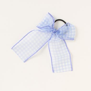 シアーチェックリボンヘアポニー