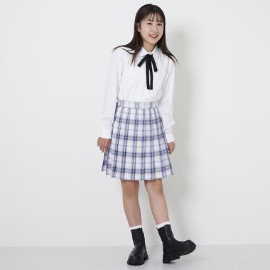 リボンネクタイつきチェックプリーツスカパン
