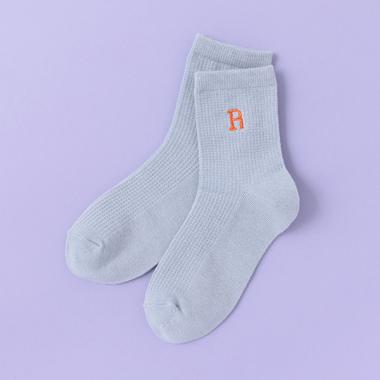 イニシャルワッフル風クルーソックス
