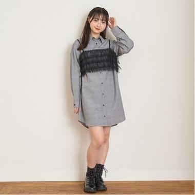 ビスチェ付グレンチェックシャツワンピース