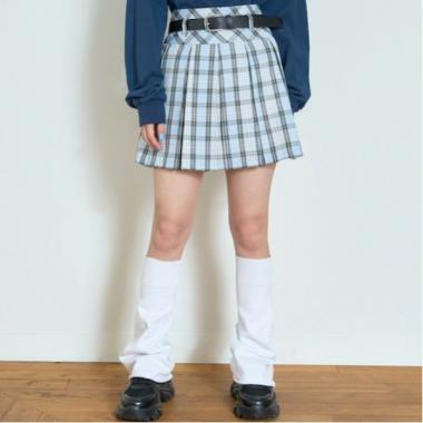 【GOODPRICE】ベルト付チェックプリーツスカ-ト