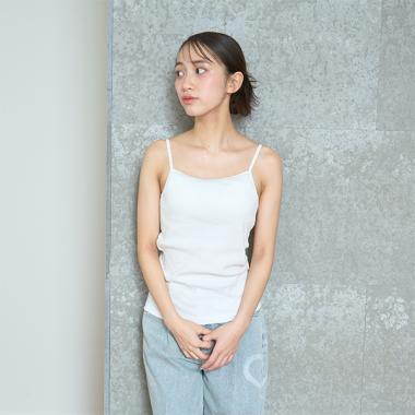 【ベーシック】【綿100％】カップつきテレコキャミソール