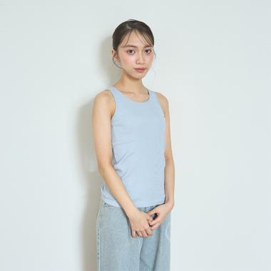 【ベーシック】【綿100％】カップつきテレコタンクトップ