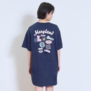 【接触冷感/ひんやり】【GOODPRICE】【綿100％】バックワッペンワンピ