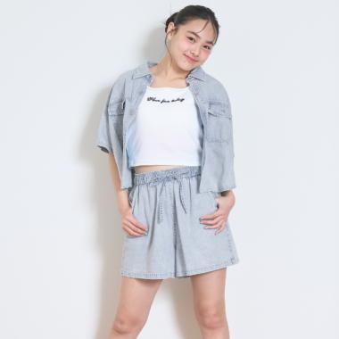 【綿100％】デニムシャツセットアップ