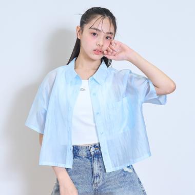 【接触冷感/ひんやり】半袖シアーシャツ