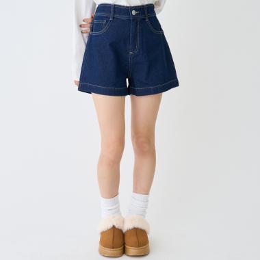 【GOODPRICE】【綿100％】プレートロゴデニムショートパンツ
