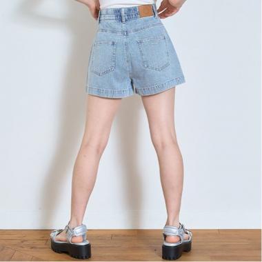 【GOODPRICE】【綿100％】プレートロゴデニムショートパンツ
