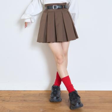 【GOODPRICE】【イージーケア】ベルトつきプリーツスカート