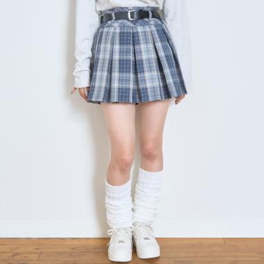 【GOODPRICE】【イージーケア】ベルトつきチェックプリーツスカート