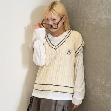 【GOODPRICE】ケーブルニットTシャツSET